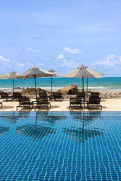 istock daybeds at poolside with sea view 478288668