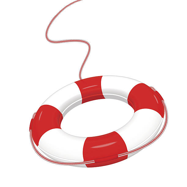 lifebuoy - inflatable floating on water life belt equipment stock illustrations