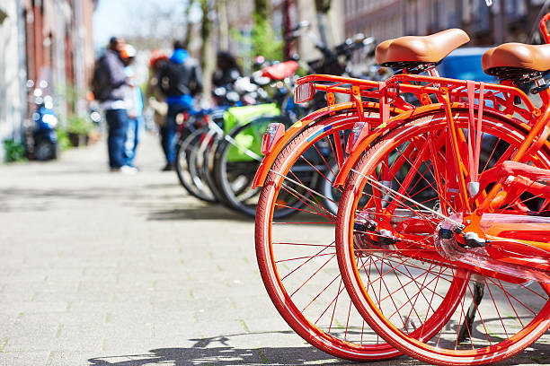 istock bikes on street in city 478291218