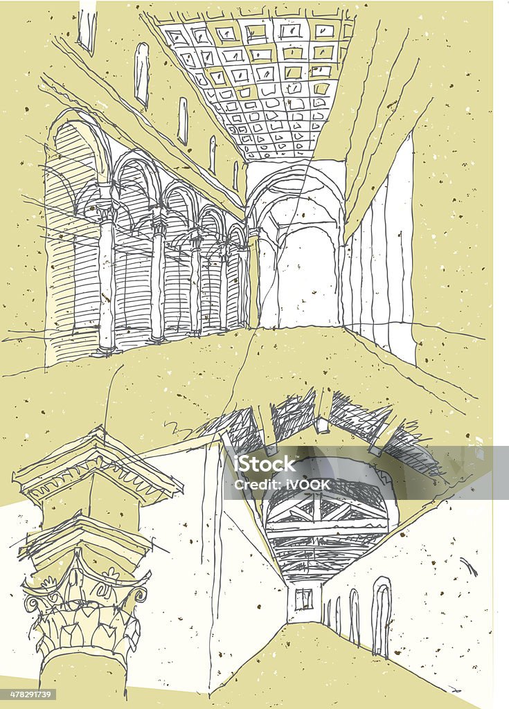 Esquisse historique de l'Architecture en Italie - clipart vectoriel de Croquis libre de droits