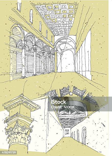Desenhando Arquitetura Histórica Em Itália - Arte vetorial de stock e mais imagens de Dentro - Dentro, Esboço, Igreja