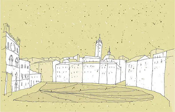 Vector illustration of Sketching Historical Architecture in Italy: Sienna
