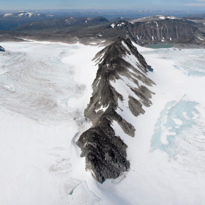 View from the summit of Glittertind mountain at Trollsteineggje mountain and Grotbean glacier (Jotunheimen National Park, Norway)