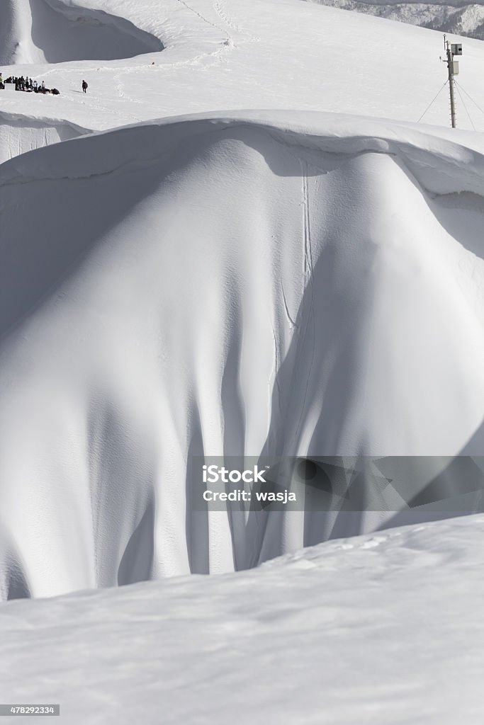 snowy mountain slope snowy winter mountain slope, Krasnaya Polyana, Russia 2015 Stock Photo