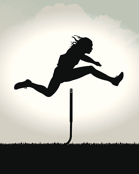 ilustrações de stock, clip art, desenhos animados e ícones de fundo de satisfazer-atleta de 110 metros com barreiras - hurdling hurdle vector silhouette