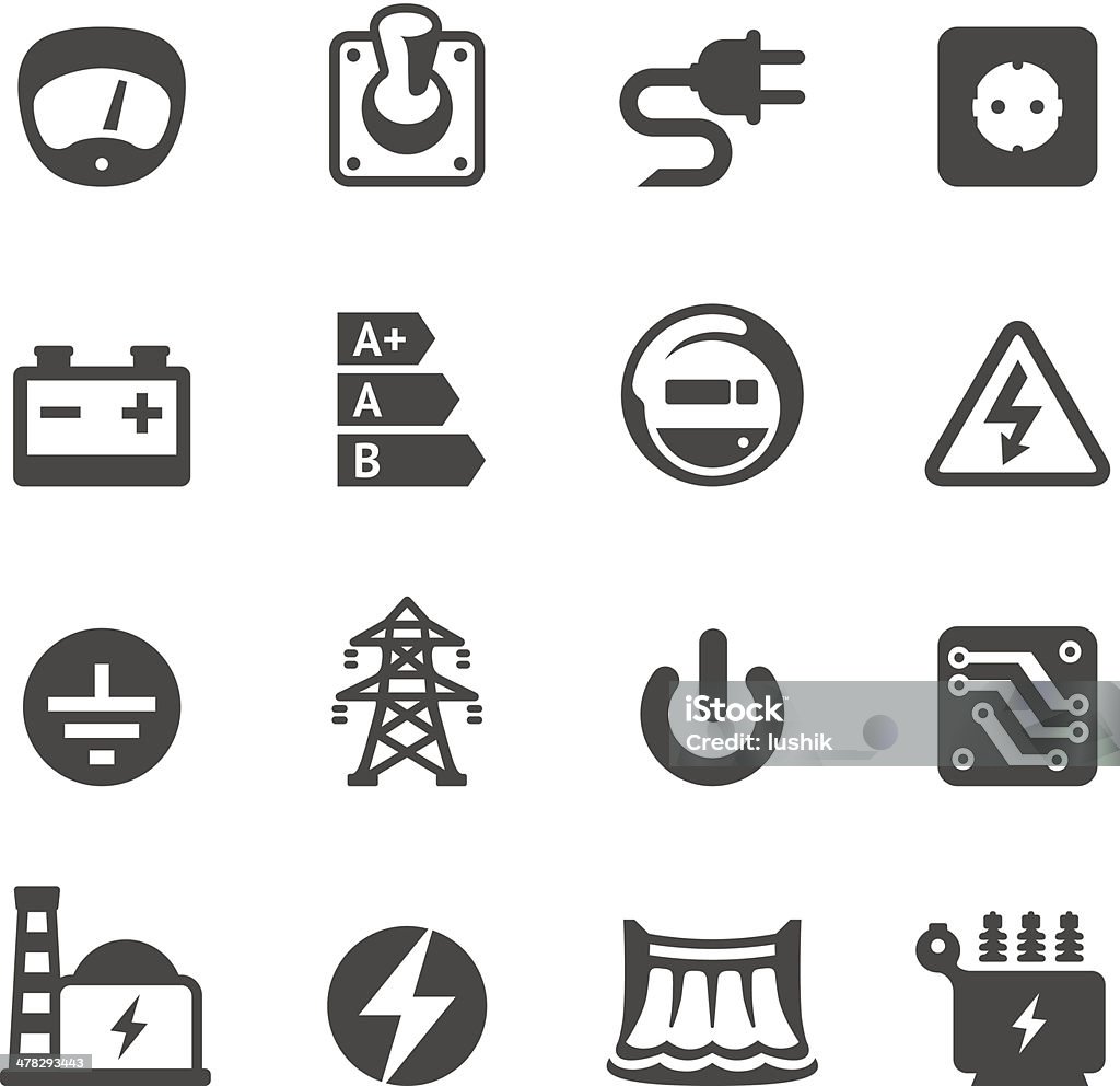 Mobico icons - Electricity Mobico icons collection - Electricity and Power. Icon Symbol stock vector