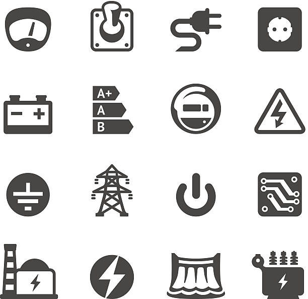 Mobico icons - Electricity Mobico icons collection - Electricity and Power. transformer stock illustrations