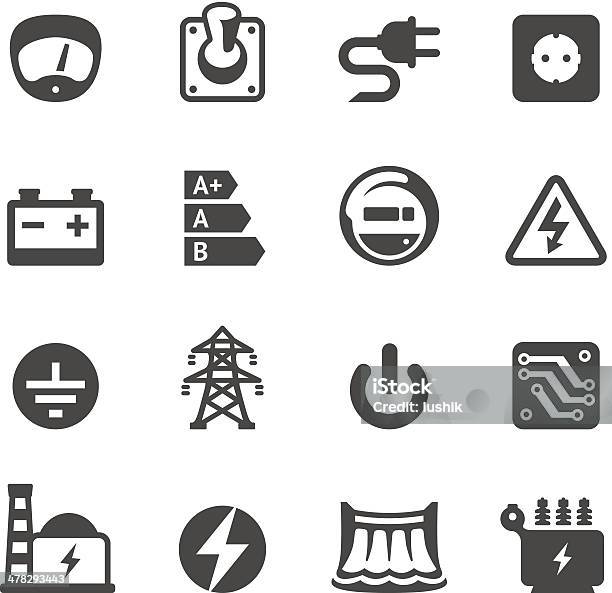 Mobico Icons Electricity Stock Illustration - Download Image Now - Icon Symbol, Electricity, Power Line