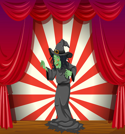 witch standing at the stage