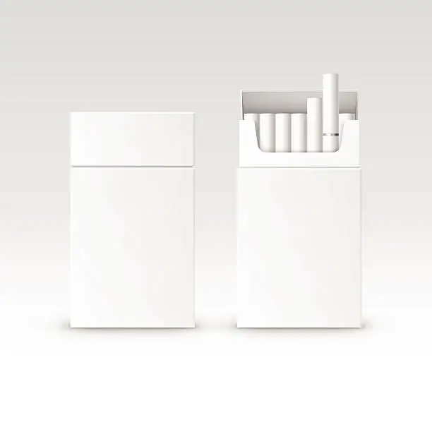 Vector illustration of Vector Blank Pack Package Box of Cigarettes on White Background
