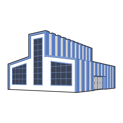 Factory Diagonal View Factory In Isometric Projection Stock Illustration - Download Image Now ...