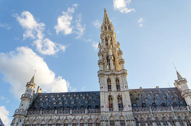 municipio nel grand place, a bruxelles. - brussels belgium arranging majestic foto e immagini stock