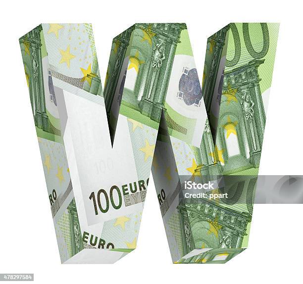 One Letter From Euro Bill Alphabet Set Isolated Over White Stock Photo - Download Image Now