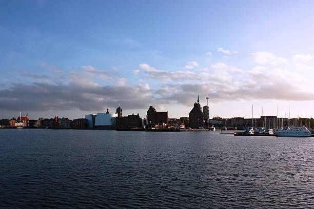 istock Stralsund, dusk, view to harbour under blue sky, Baltic Sea 478297590