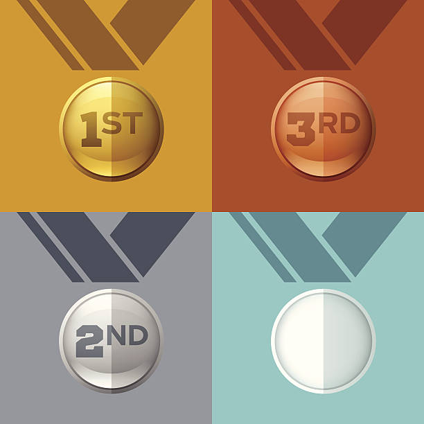 어워드란 - medal gold medal silver medal bronze medal stock illustrations