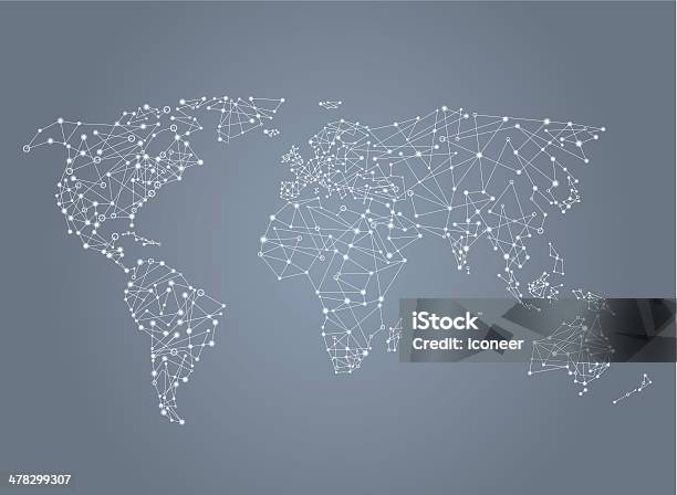 Welt Karte Netzwerk Stock Vektor Art und mehr Bilder von Weltkarte - Weltkarte, Verbindung, Gestreift
