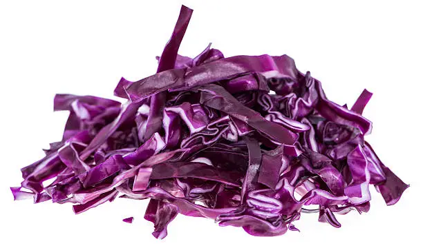 Portion of fresh made Red Coleslaw isolated on white background