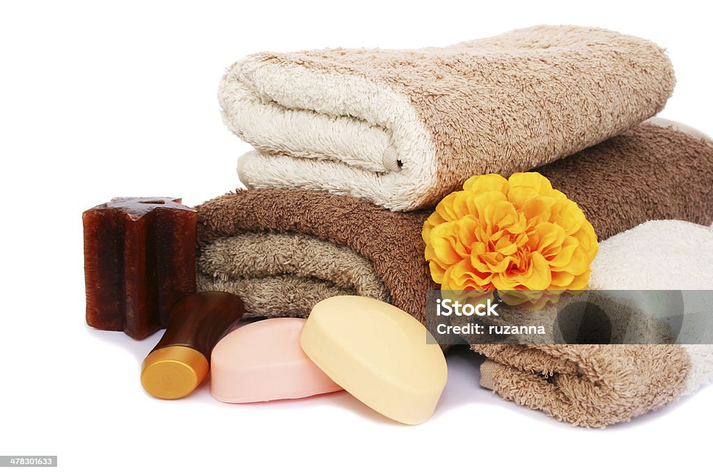 Ręczniki i spa zestaw - Zbiór zdjęć royalty-free (Aksamit)