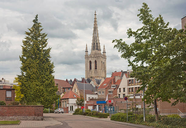 Landscape with a view of the of the old church in Leuven, Belgium