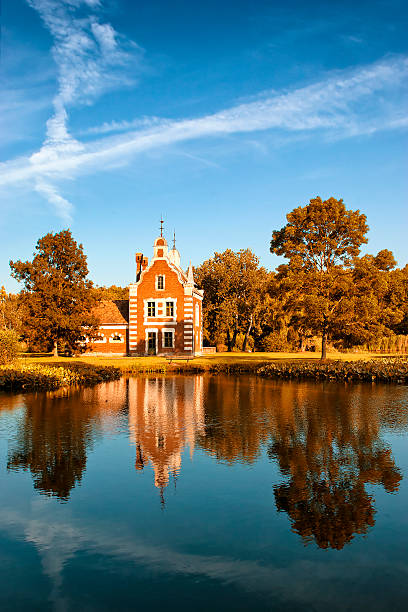 istock Church at the lake in autumn 478302345