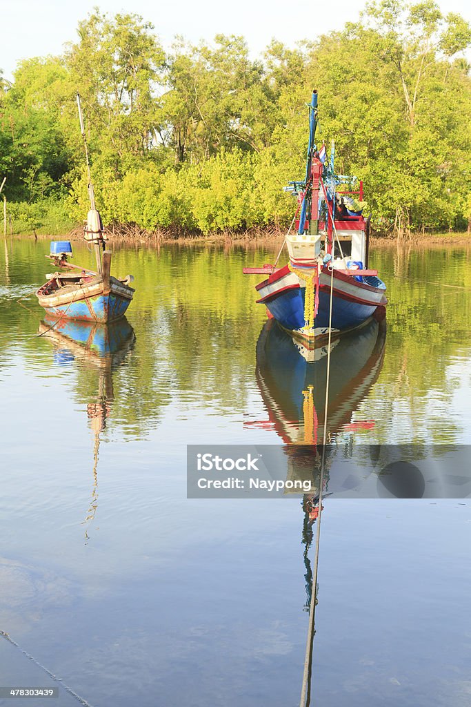 Barcos de pesca en el río, Tailandia - Foto de stock de Aire libre libre de derechos