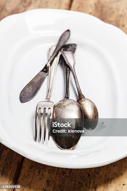 Vintage Silverware Stock Photo - Download Image Now - 2015, Antique, Breakfast