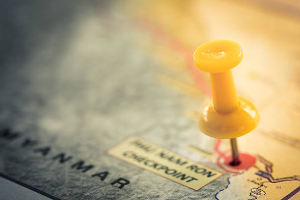 istock Travel concept with yellow pushpin on map 478305426