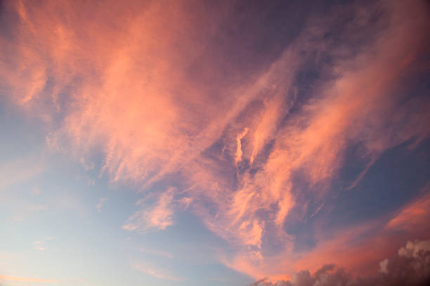 Red clouds at dusk stock photo