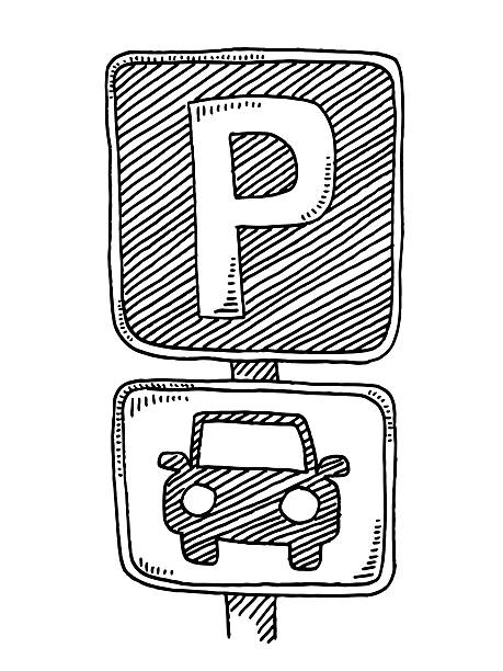 parkschild für autos zeichnung - parking lot parking sign sign letter p stock-grafiken, -clipart, -cartoons und -symbole