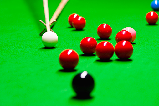 Snooker balls on table