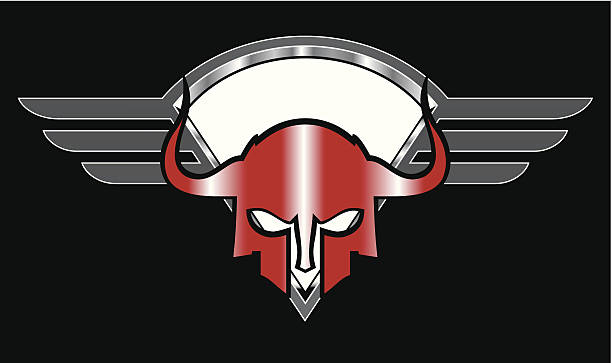 red metallica sparta maska ponad skrzydełkami osłony - education high up sport sports helmet stock illustrations