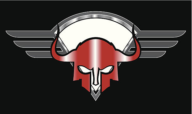 ilustrações, clipart, desenhos animados e ícones de red metallica sparta máscara sobre as asas escudo - education high up sport sports helmet