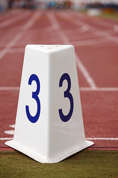 istock Number three signpost in a athletic running track 478313096
