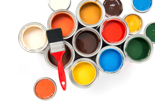 Paint Brush on colorful paints