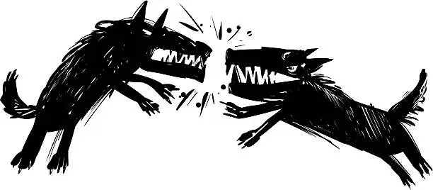 Vector illustration of fighting wolves illustration