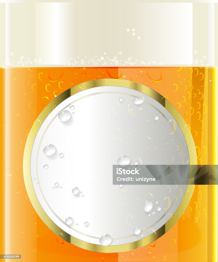 Elegante runde Label auf Bier Glas mit Wasser Tropfen - Lizenzfrei Alkoholisches Getränk Vektorgrafik