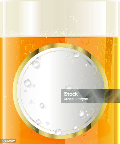 Элегантный Круглый Label В Пивной Стакан С Водой Капли — стоковая векторная графика и другие изображения на тему Алкоголь - напиток