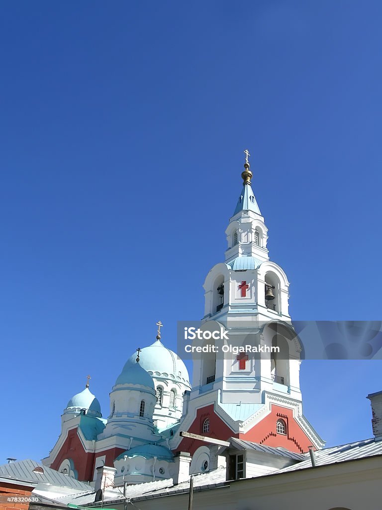 Valaam monastery with bellfry The Valaam Monastery, or Valamo Monastery is a stauropegic Orthodox monastery in Russian Karelia, located on Valaam, the largest island in Lake Ladoga, the largest lake in Europe. 2015 Stock Photo