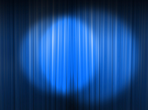 blue curtain of a classical theater