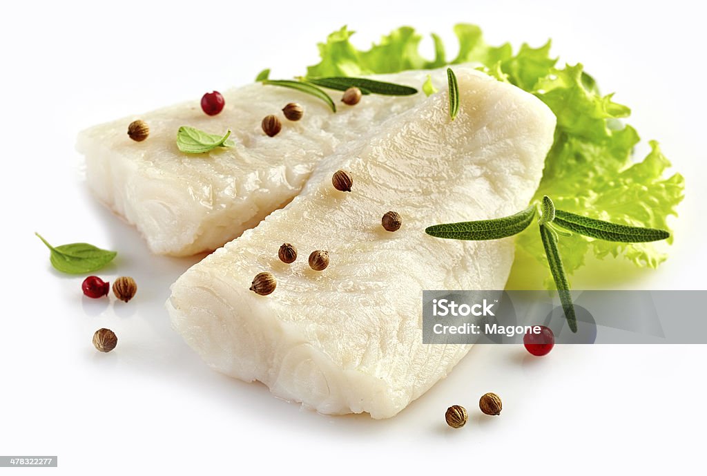 Filetto di pesce preparato pezzi - Foto stock royalty-free di Alimentazione sana