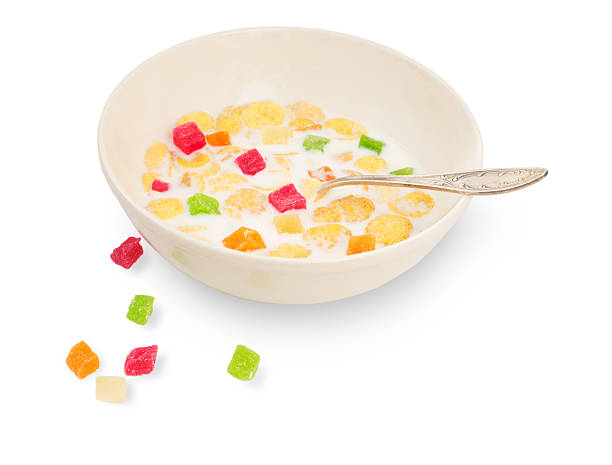 istock Breakfast cereal with milk and candied fruit 478322297