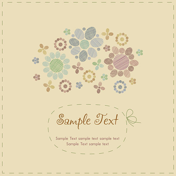 ilustraciones, imágenes clip art, dibujos animados e iconos de stock de linda romántico vintage tarjeta de felicitación con flores estilizadas - plan flower arrangement single flower blue