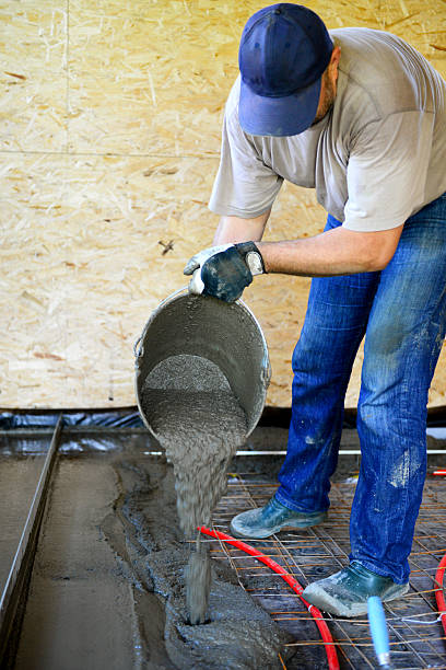 istock Warm water floor,pouring concrete floor 478323382
