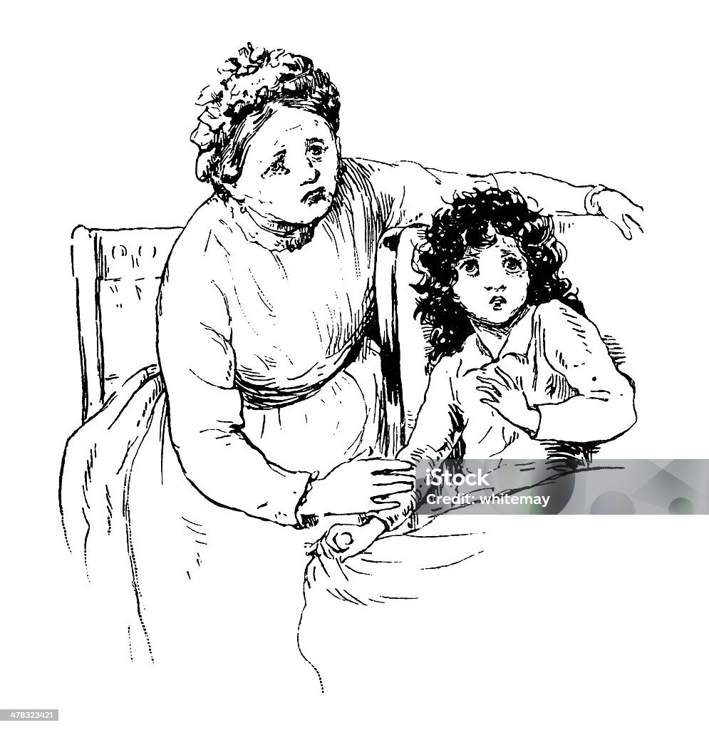 Vittoriano medio invecchiato donna con un bambino - Illustrazione stock royalty-free di Nonna