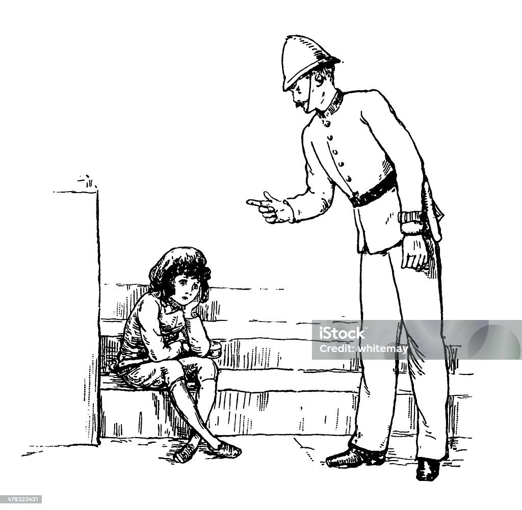 Victorian polícia falar com um pequeno garoto - Ilustração de Homens royalty-free