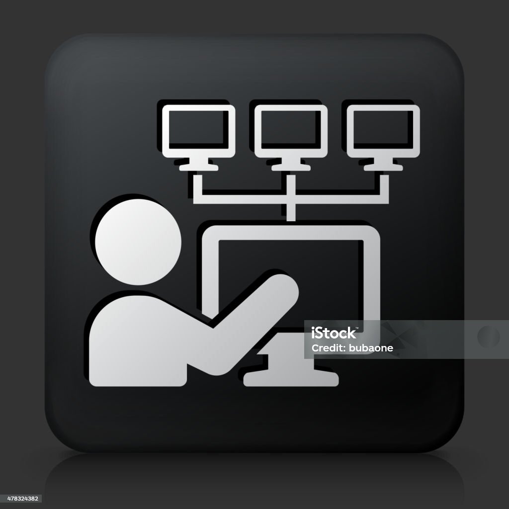 Square Button Computer Interface Black Square Button With Computer Networking Stock Illustration ...