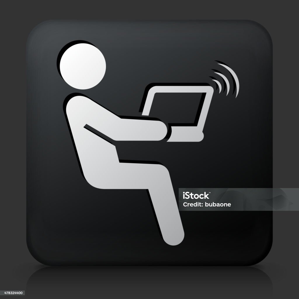 Square Button Computer Interface Black Square Button With Computer Connection Stock Illustration ...