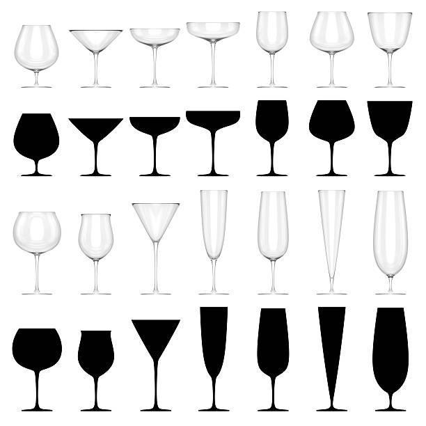 Set of Glasses for Alcoholic Drinks - ISOLATED stock photo