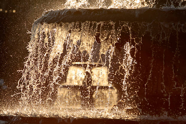 Fountain in winter time before Wiesbaden Spa house, Hesse, Germany