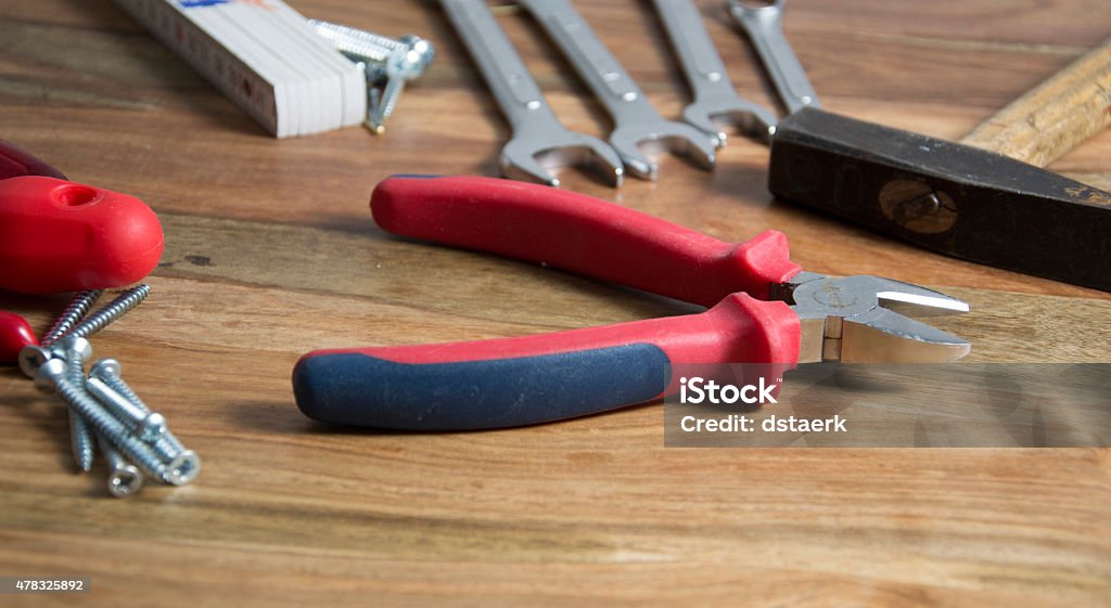 tool tool on wooden background 2015 Stock Photo